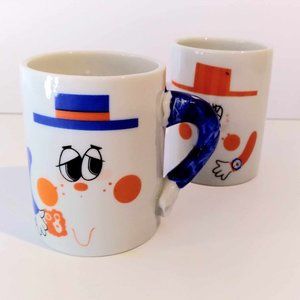 Vintage Collectible Small Size Ceramic Linking Arms Couple Mugs Cups